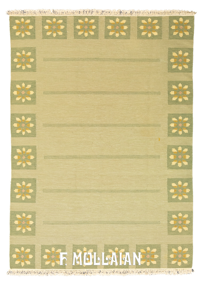 Rollakan Swedish Flat-weave Rug Cream/Green Color n°:535779